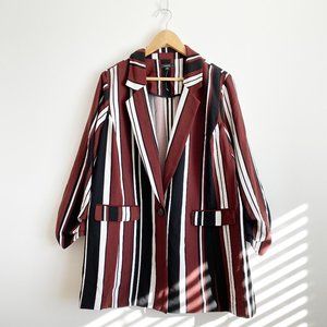 Alfani, NWOT, Women's Brown/Black/White Striped Blazer One Button Front, Size 2X